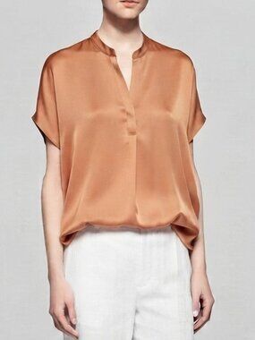 Vince Shirred-Back Silk Popover in Nectar size XL NWT